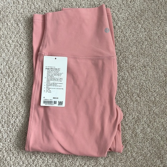 NWT Lululemon Align Crop *21" Pink Puff Size 8 - Picture 1 of 10